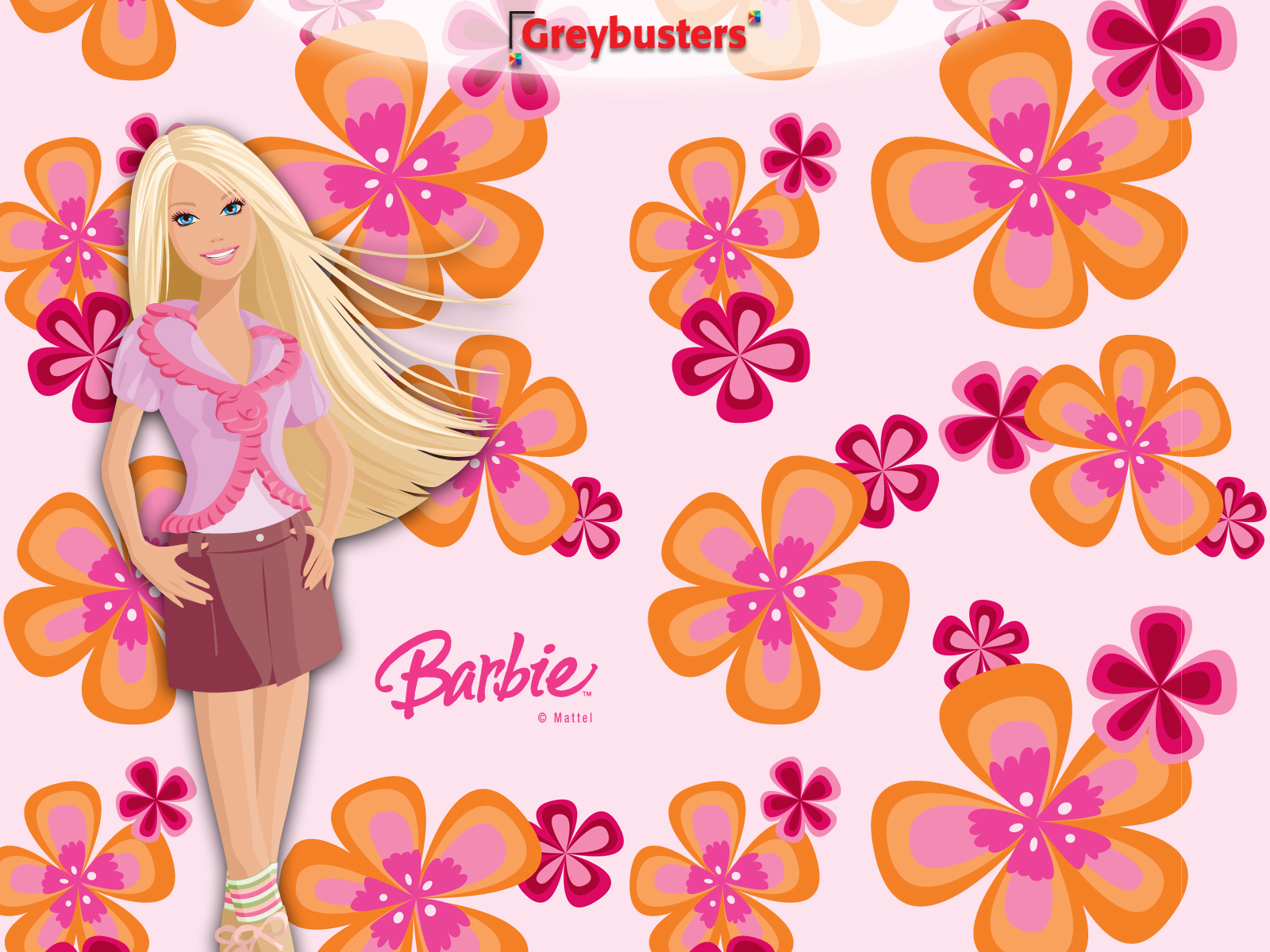 Papel de parede da Barbie fundo florido